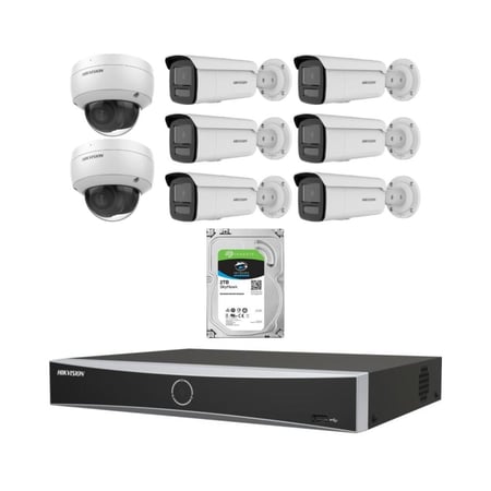 طقم  8 كاميرات عدسة ثابتة 8 ميجا IP من هيكفيجين