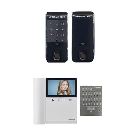 قفل الباب الذكي مع طقم الانتركم 4.3 بوصة مع كاميرا بوابة مخفية