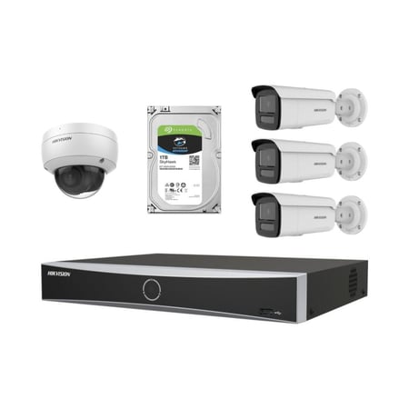 طقم 4 كاميرات عدسة ثابتة 8 ميجا IP من هيكفيجين