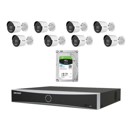 طقم 8 كاميرات 5 ميجا IP  Color Vu من هيكفيجين