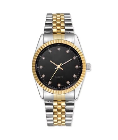 ساعة KK تصميم رولكس فضي وداخلي اسود