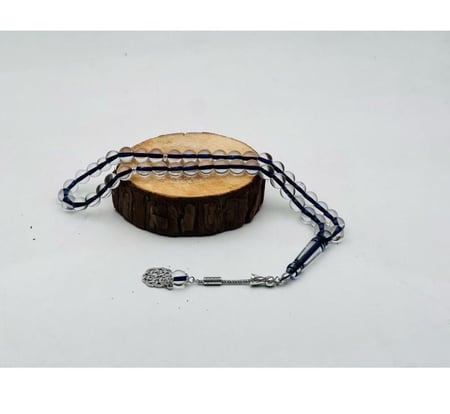 مسباح بكلايت اللون ابيض شفاف وخيط اسود