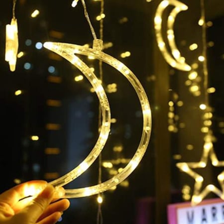 زينة رمضان  هلال  نجمة بطول 3 متر 20 مصباح LED على شكل نجمة وفانوس