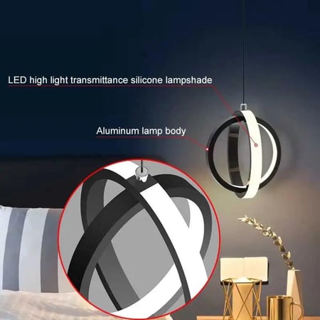 ثريا علاقي بثلاث اضاءات دائري حلقات الاكريليك حلقة السرير LED قلادة