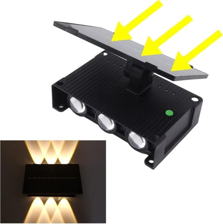 مصباح حائط شمسي متحرك بـ 6 عدسات RGB