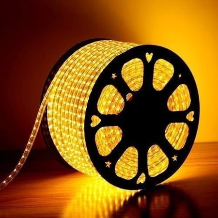 شريط ليد 50 متر 2 خط لون   اصفر 7 واط ضمان 2 سنوات