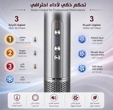 استشوار مشط ريبون 6 في 1 مصفف احترافي بملحق اللف الهوائي الذاتي