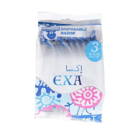 امواس حلاقة للاستخدام مرة واحدة من ماركة اكسا - ازرق 16 حبة