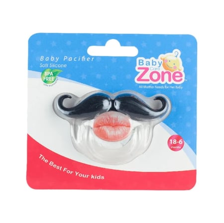 بيبي زون لهاية اطفال على شكل شوارب عمر من 6 شهر الى 18اشهر موديل 8121