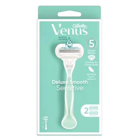 جيليت فينوس موس حلاقة للبشرة الحساسة بخلاصة الصبار - 5شفرات -2رؤوس تبديل