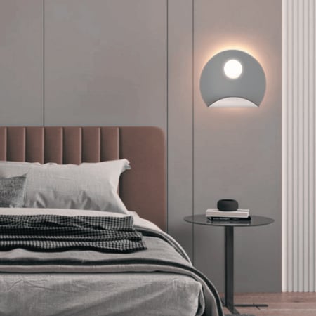 مصباح حائط داخلي LED لون رصاصي وأبيض لون الإنارة أصفر