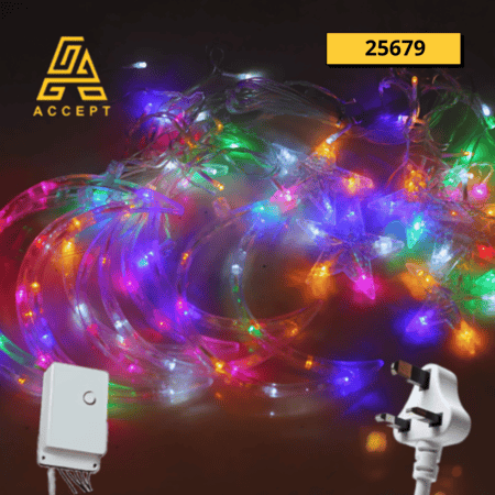 زينة رمضان على شكل هلال ونجمة متعددة الألوان تعمل بالكهرباء تحتوي على 8 وضعيات إضاءة مختلفة