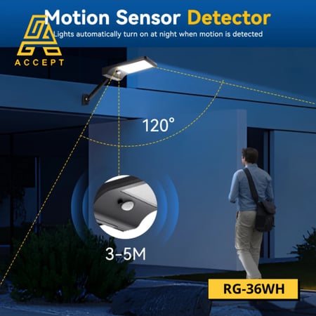 كشاف LED طاقة شمسية مع مستشعر حركة لون الإنارة أبيض
