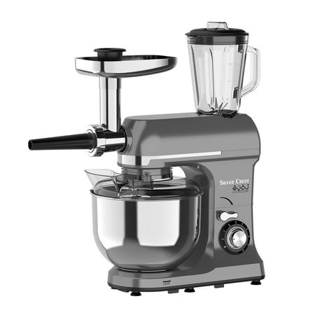 محضرة طعام متعددة الوظائف 1800 واط بأداء قوي وعجانة احترافية 7لتر مع فرامة لحم وخلاط زجاجي سعة 1.5 لتر بهيكل وأدوات من الستانلس ستيل المقاوم للصدأ للاستخدام اليومي المكثف