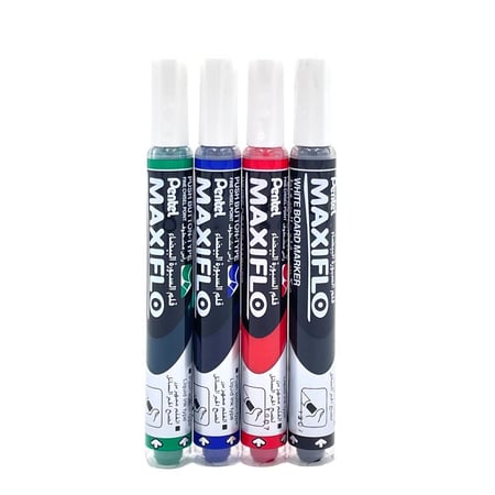 طقم قلم سبورة رأس مشطوف PENTEL MAXIFLO PE-MWL6S-04C