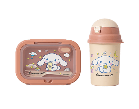 لانش بوكس + مطارة سينامورول – لون بيج أنيق