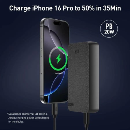 جودا - بطارية جودا نانو متنقلة بسعة 20000 مللي أمبير بقوة 20 واط بمنفذين تايب سي - اسود