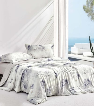 لحاف دانا صيفي بارد رصاصي فاتح برسومات الزهور عدد القطع 3