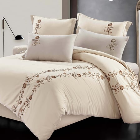 مفرش شاهلا صيفي مفرد و نصف بيج غامق عدد القطع 4