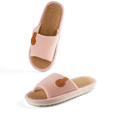 حذاء منزلي نسائي قماش مطرز روز