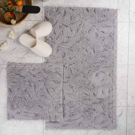 طقم دعاسة أرضية لوتس تركي فرو رصاصي فاتح عدد القطع 2