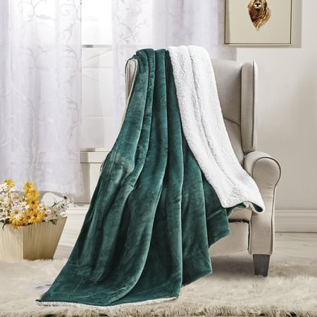 بطانية نداف خفيفة فرو مزدوج زيتي مقاس 240 × 220 سم