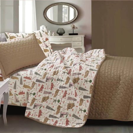 مفرش تورين أطفال صيفي مضغوط مفرد ونص بني عدد القطع 4