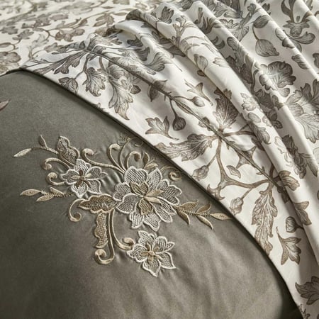 مفرش إشراق صيفي مزدوج قطن تنسل فاخر زيتي وكريمي برسومات الزهور عدد القطع 6