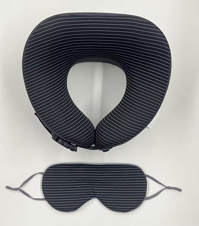 وسادة نداف للرقبة مع قناع عين لون أسود