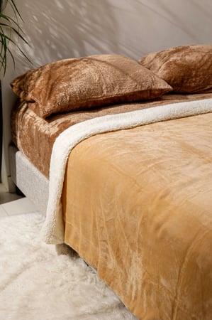 بطانية فاليريو فرو شتوي مزدوج بيج فاتح مقاس 230x200 سم