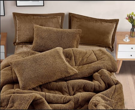 مفرش رهام شتوي مزدوج فرو بني عدد القطع 6