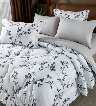 مفرش نوفا صيفي كوين مقاس 200x150 سم أبيض برسومات الزهور عدد القطع 4