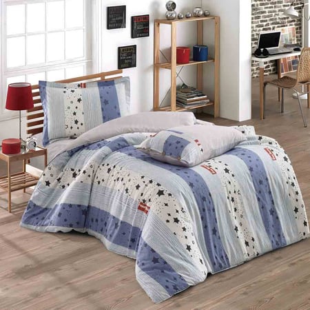 مفرش فيوليت أطفال صيفي قطن  مقاس كوين أزرق فاتح متعدد الرسومات عدد القطع 4