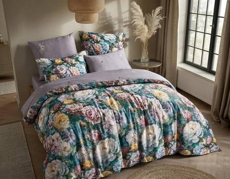 مفرش إشراق صيفي مزدوج قطن تنسل فاخر تركواز برسومات الزهور عدد القطع 6