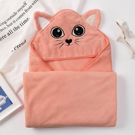 منشفة أطفال مواليد ريفي بقبعة وردي عمر 0 - 2 سنوات