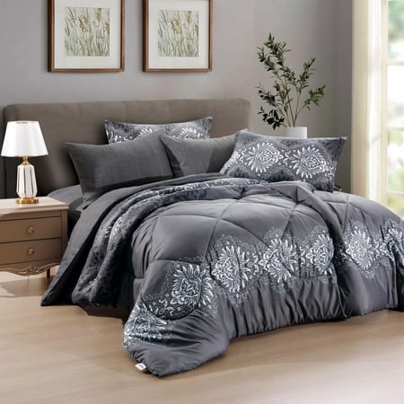 مفرش كازا صيفي مفرد و نص رصاصي برسومات الزهور عدد القطع 4