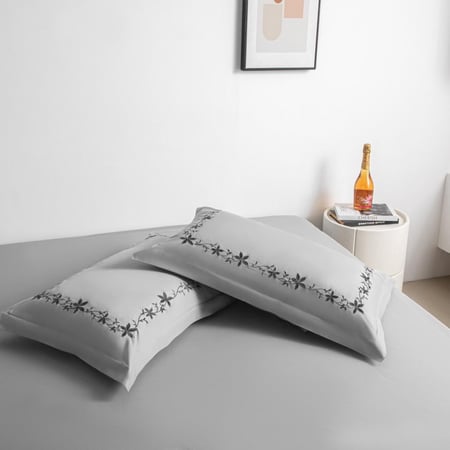 مفرش فهده فندقي فاخر  رصاصي مطرز