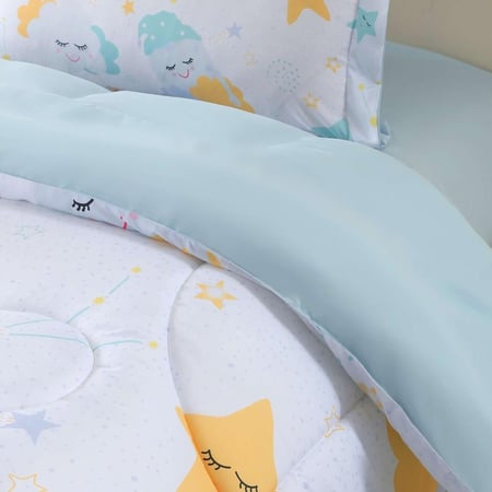 مفرش أطفال تيمون صيفي مفرد ونص أبيض أصفر عدد القطع 5