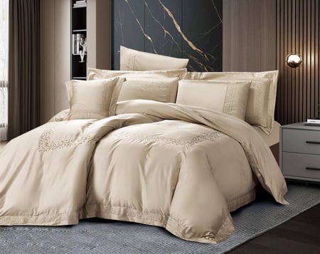 مفرش ديونس مزدوج قطن 300 غرزة بيج عدد القطع 9