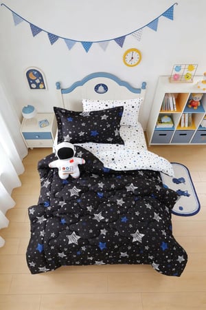 مفرش أطفال تيمون صيفي مفرد ونص أسود عدد القطع 5