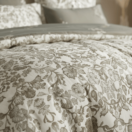 مفرش إشراق صيفي مزدوج قطن تنسل فاخر زيتي وكريمي برسومات الزهور عدد القطع 6