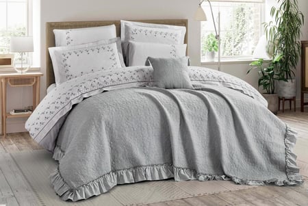 مفرش بارما مزدوج قطن رصاصيي فاتح عدد القطع 8