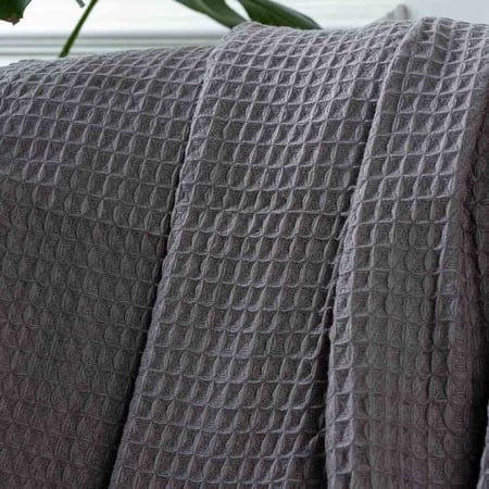 بطانية تيفولي وافل خفيفة صيفي مفرد رصاصي مقاس 150x125سم