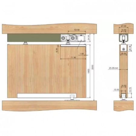 Sliding roller for wooden door