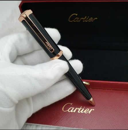 Cartier Santos Rose Gold & Silver Pen - قلم كارتير سانتوس روز قولد وفضي