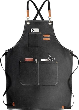 مريلة قطنية مقاس كبير للجنسين لون أسود