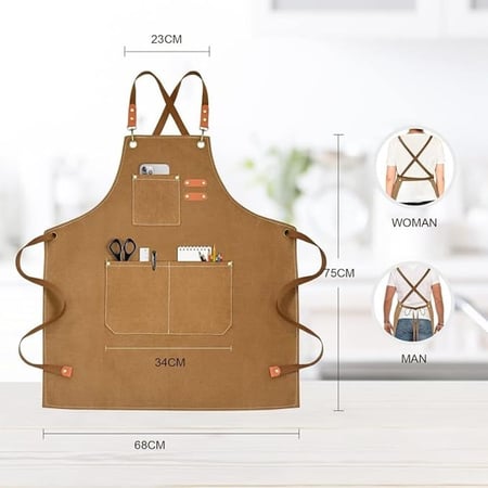 مريلة قطنية من Omran Cart مقاس كبير للجنسين لون بني