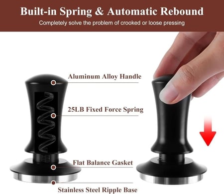 مكبس قهوة 58 مم بزنبرك وقاعدة ستانلس ستيل متوافق مع رانسيليو قاجيا و E61