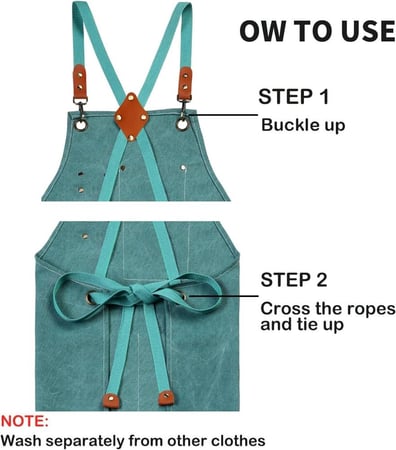 مريلة قطنية مقاس كبير للجنسين لون أخضر مزرق