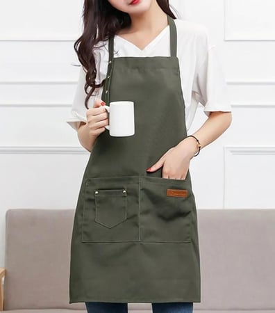 مريلة مقاومة للماء مقاس كبير للجنسين لون أخضر رمادي